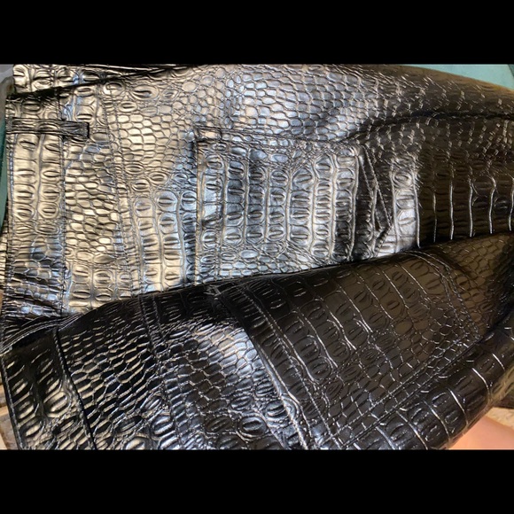 Black faux leather croc straight leg - Picture 6 of 7